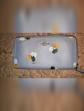 Coach Floral Print Leather Wristlet - Light Blue